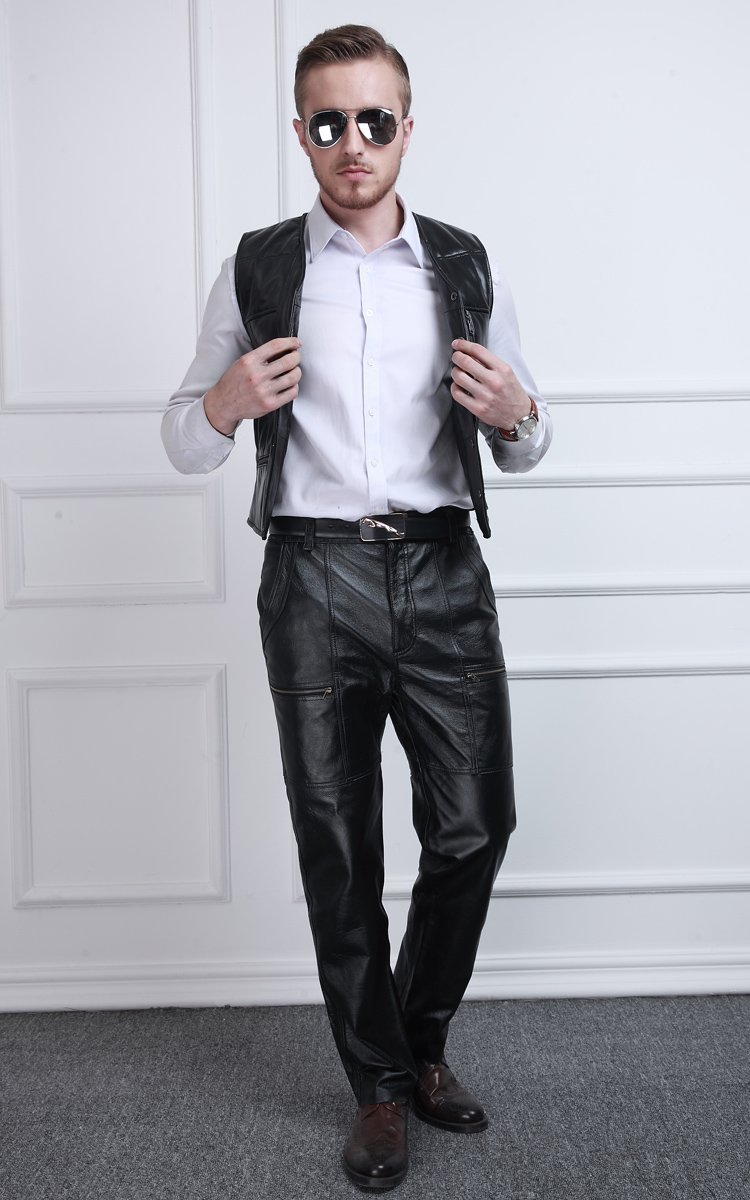 Pantalon cuir homme droit pour hiver - Ref 1491142 Image 47