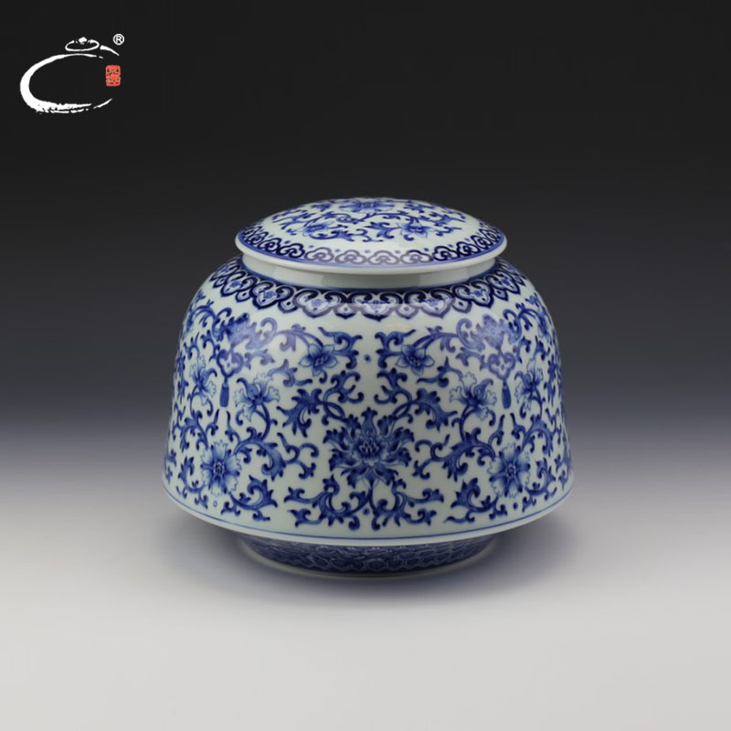 京德 贵和祥青花缠枝莲茶叶罐 高端景德镇纯手工手绘陶瓷茶具茶罐