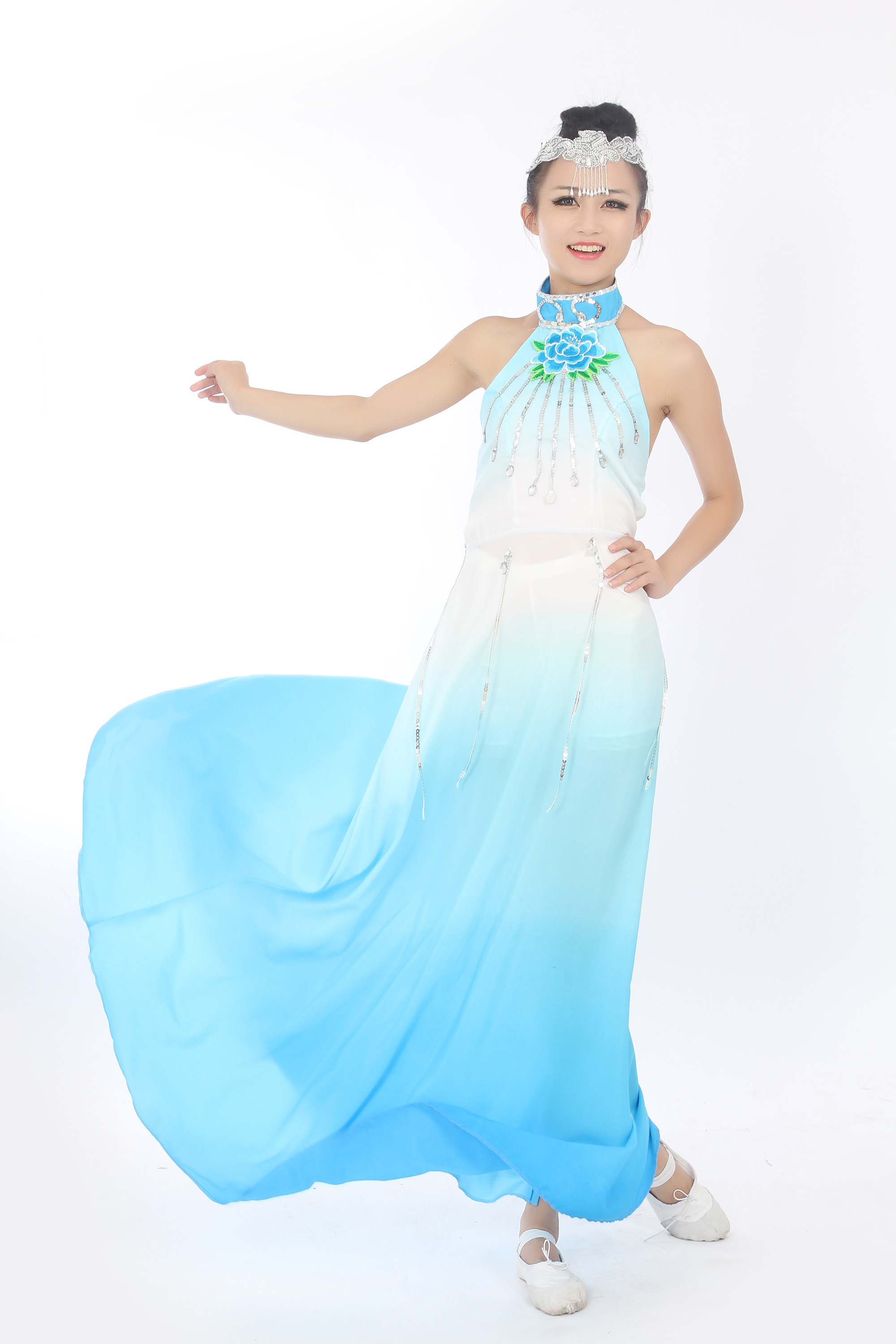 正品[民族舞蹈服饰连衣裙]民族舞蹈演出服饰评