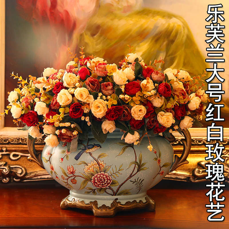 欧式复古装饰品摆件陶瓷花盆花艺花器餐桌花瓶客厅摆设工艺品创意