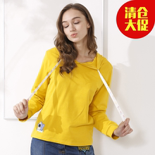 中黄色抽绳卫衣A32002 OSA欧莎2017春秋女装