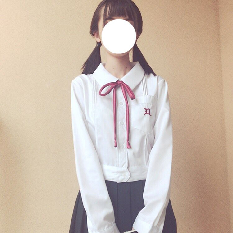 秋季日系短款前风琴褶长袖衬衫 字母刺绣 少女学院风jk制服短外套