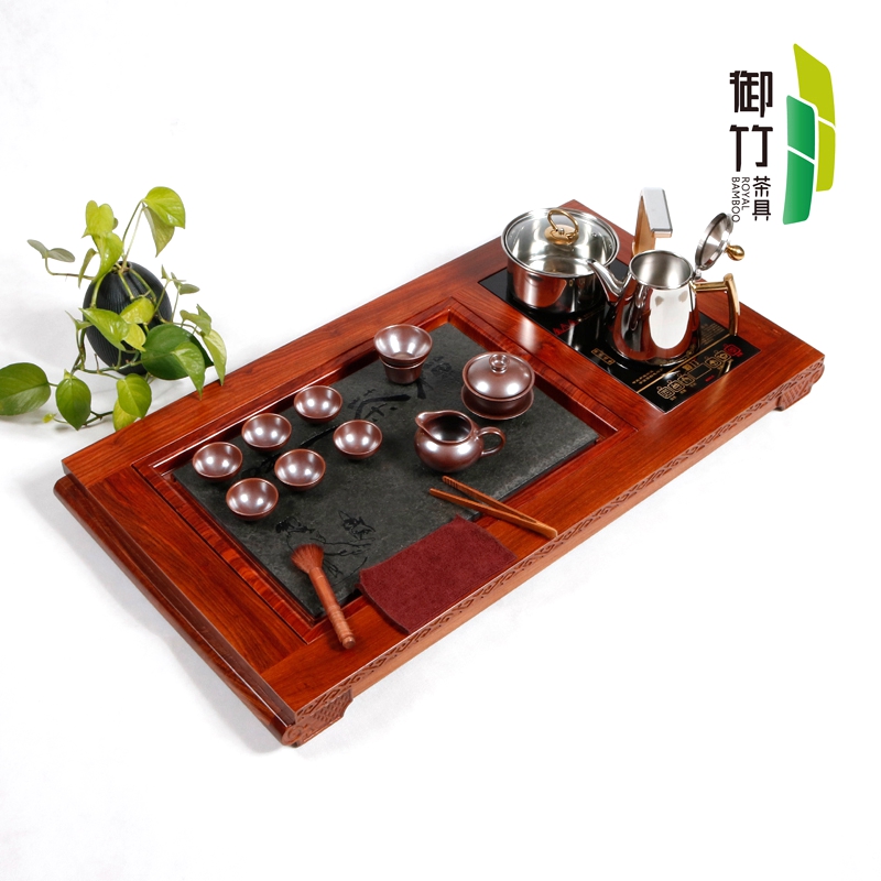 花梨木功夫大茶具嵌入式排水托盘特价电磁炉一体茶盘茶海茶道茶台