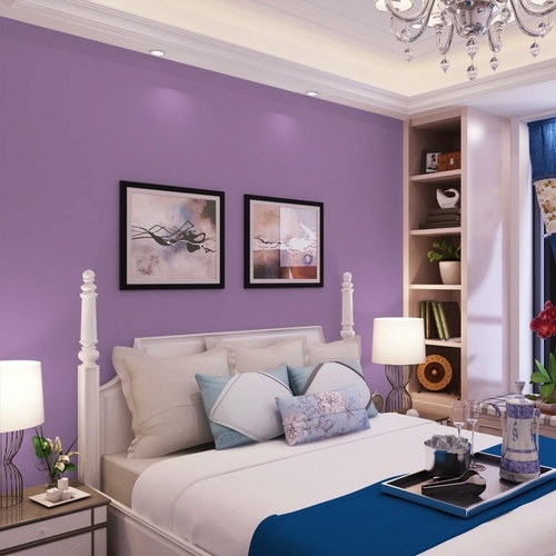 纯色紫色墙纸 现代客厅背景墙美容院防水 简约卧室温馨壁纸浪漫紫