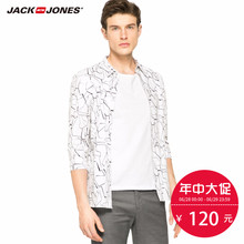 衬衫 216231503 棉莱卡几何印花七分袖 JackJones杰克琼斯夏男装
