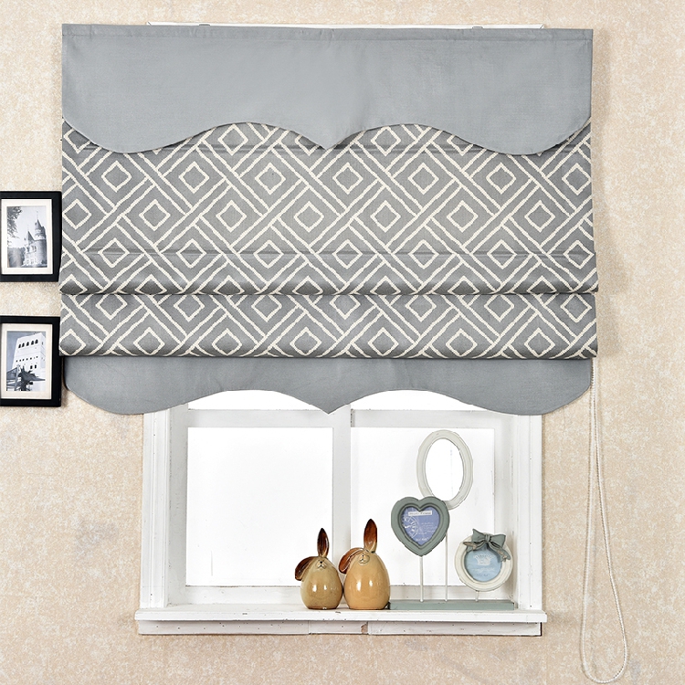 罗马帘升降小窗帘卷帘现代中式卧室成品飘窗客厅布艺遮光定制