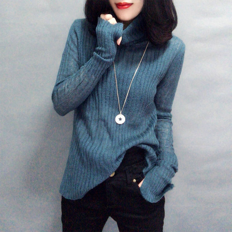 羊毛针织打底衫女套头欧洲站秋冬装2017新款欧货高领长袖上衣潮rq