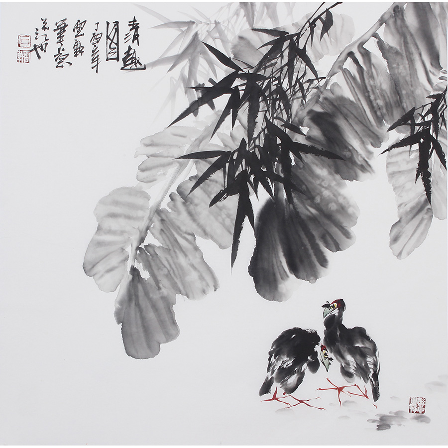 纯手绘书画字画作品写意国画花鸟芭蕉写意水墨画大鸡客厅四尺斗方
