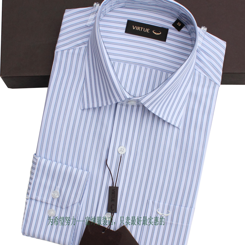 夏装富绅正品男士免烫短袖商务衬衫灰色竖条纹