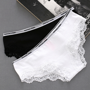 简约纯棉档蕾丝边内裤