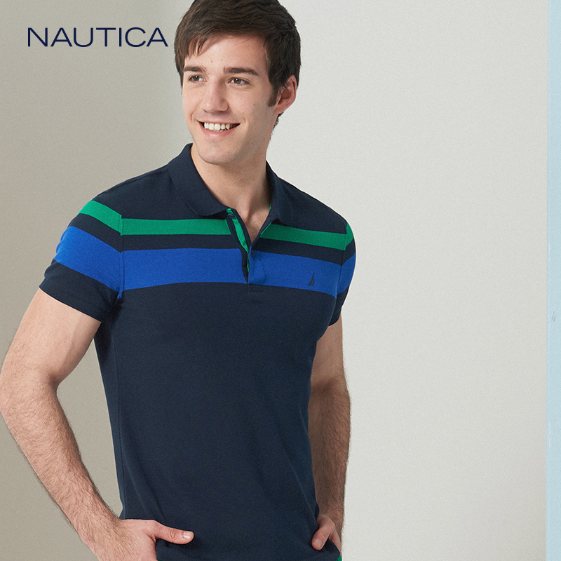 nautica/诺帝卡夏季新款短袖翻领t恤男士青年休闲polo衫na002236