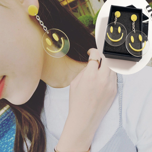 笑脸表情长款链条耳环