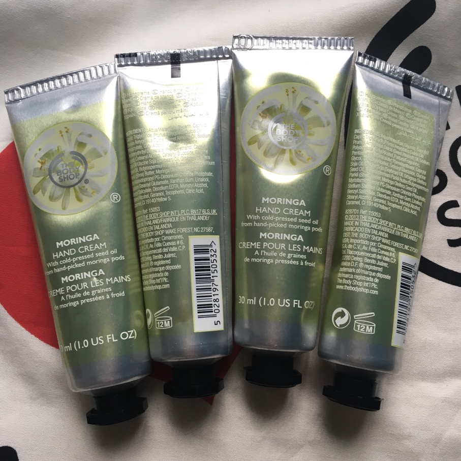 the body shop moringa hand cream 辣木花籽花香润护手霜 30ml