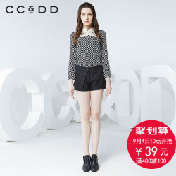 CCDD春秋专柜正品新款女装黑白圆波点长袖衬衫上衣