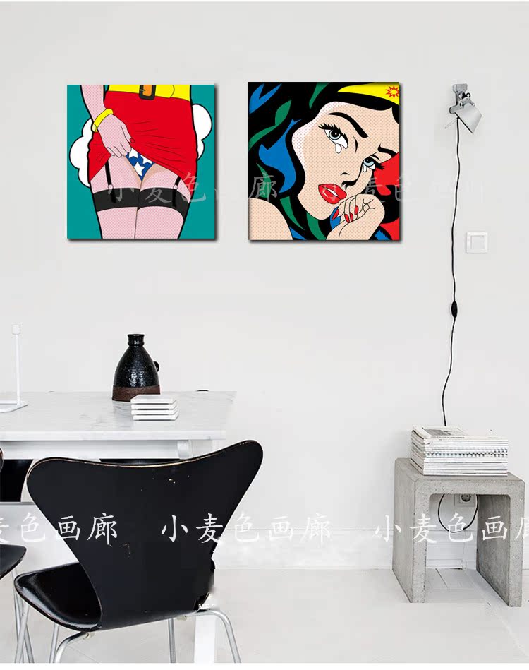 小麦色画廊 个性波普动漫正义人物趣味装饰画个性卧室