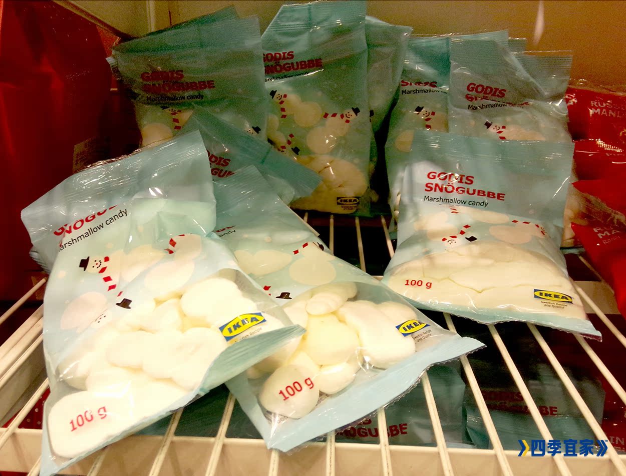 新品!宜家进口糖果零食2016圣诞节小雪人棉花糖100克ikea瑞典产