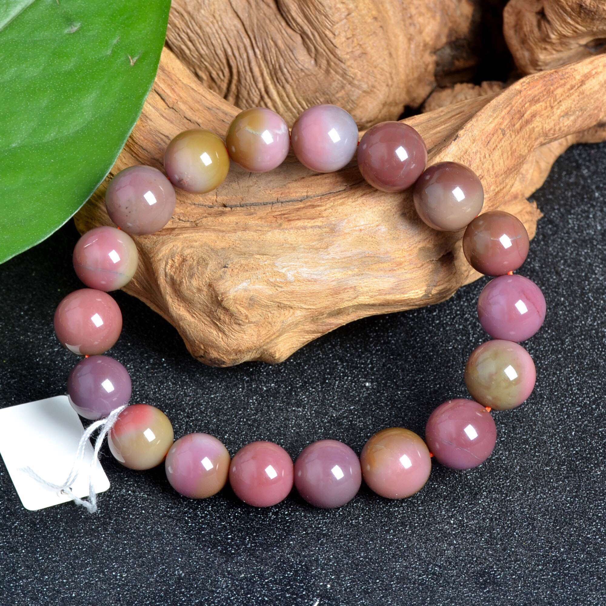 粉紫色天然水晶四川七彩南红五彩盐源玛瑙手链色彩艳丽12mm36克