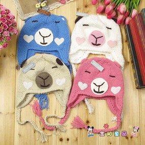 正品[宝宝帽子护耳小熊绒]珊瑚绒小熊帽子织法