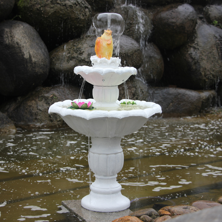 欧式花园流水喷泉摆件庭院落地水景鱼池装饰 简约双层