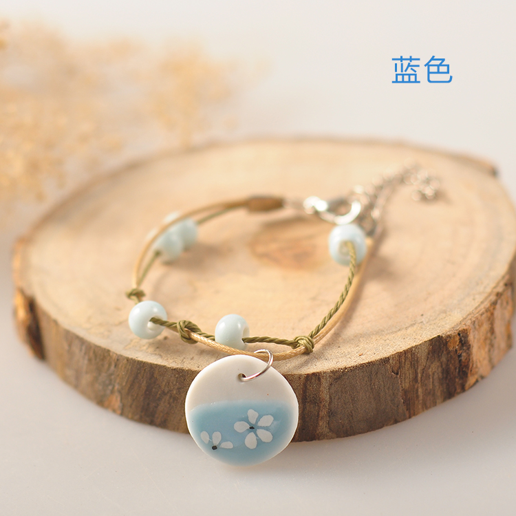 【花开半夏】小清新陶瓷手链 手绘文艺时尚陶瓷饰品 个性陶瓷礼物