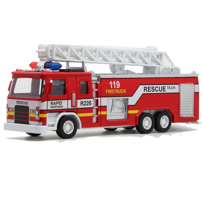 儿童玩具消防车合金模型119救火车车模云梯车喷水车套装仿真1:32