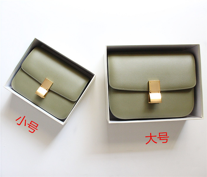 17新款草木绿手搓纹牛皮豆腐包box包 奶油绿小