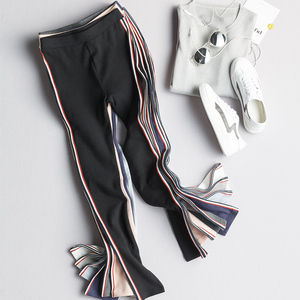 春季薄款条纹运动打底裤