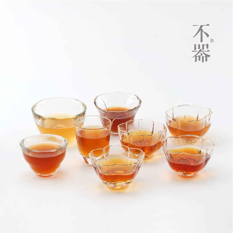 不器家 茶具 日式日本手工锤目纹镶金边玻璃杯茶杯