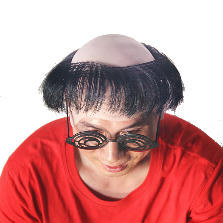 cosplay老翁秃老头假发半光头搞笑化装道具古怪胡子乞丐头假发男