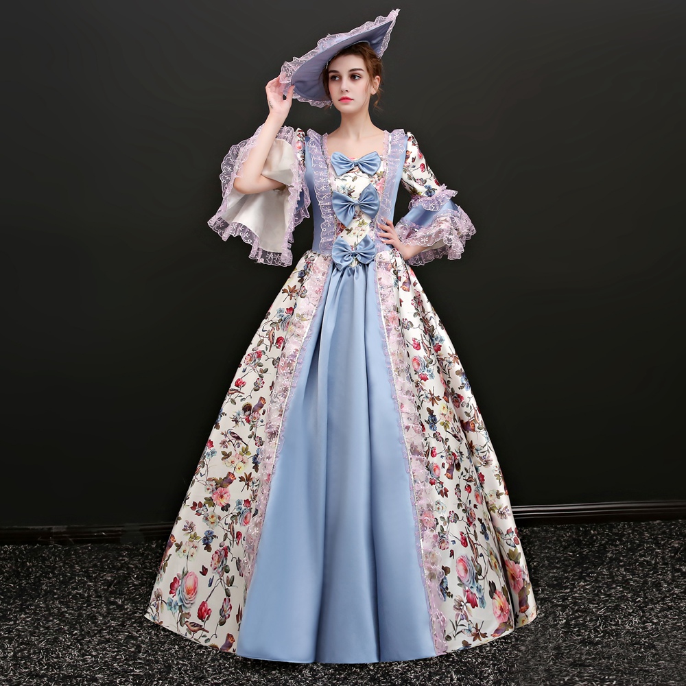 18世纪欧洲宫廷服印花主题服装影楼摄影巴洛克巴特风格女士礼服