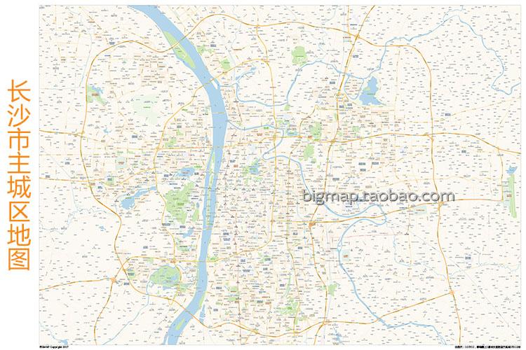 长沙市主城区街道地图高清定制房地产中介快递贸易公司办公室画芯