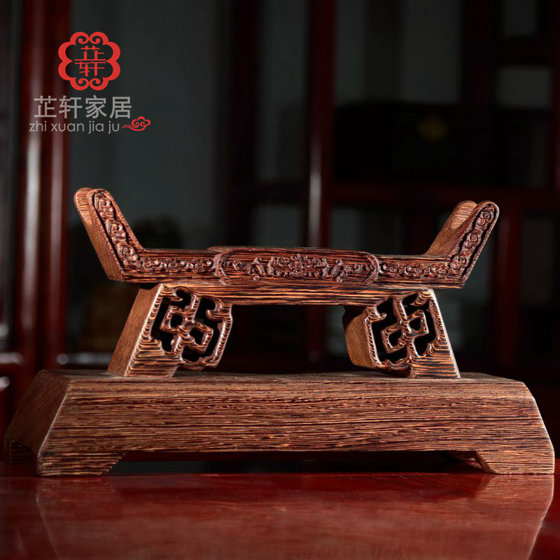 芷轩红木雕刻工艺品鸡翅木龙头实木雕刻象牙架摆件底座宝刀剑架子