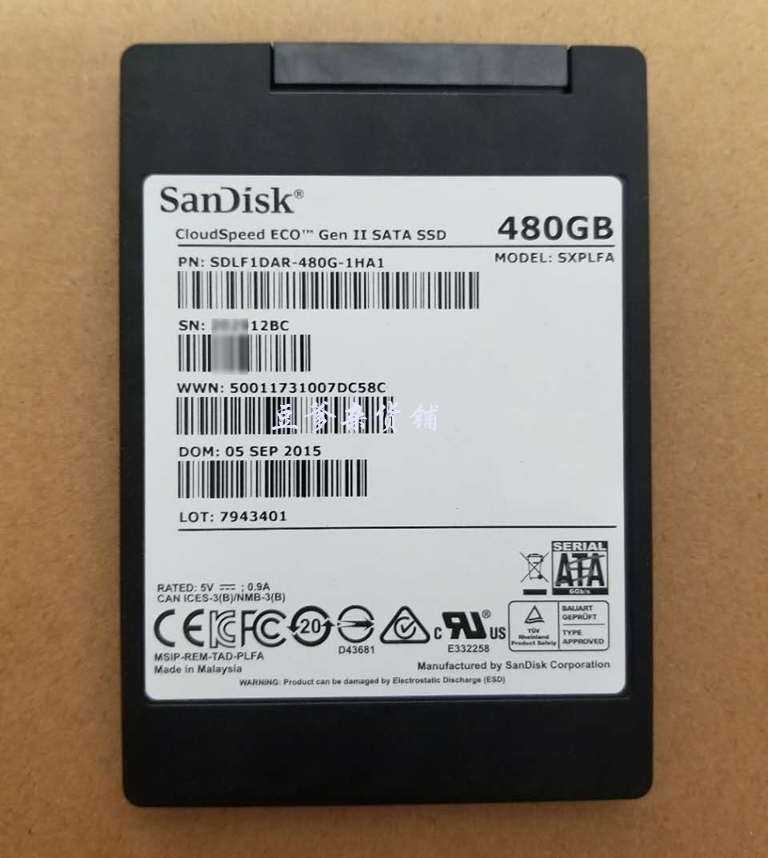 闪迪sandisk cloudspeed eco ii 二代480g ssd固态硬盘