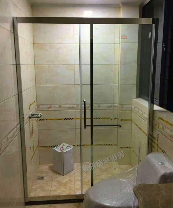 定制安装卫生间不锈钢淋浴房一字型隔断浴室钢化玻璃移门浴屏屏风