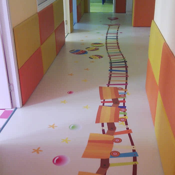 双十一幼儿园走廊地胶童趣花色卡通图案pvc定制儿童房塑胶地板