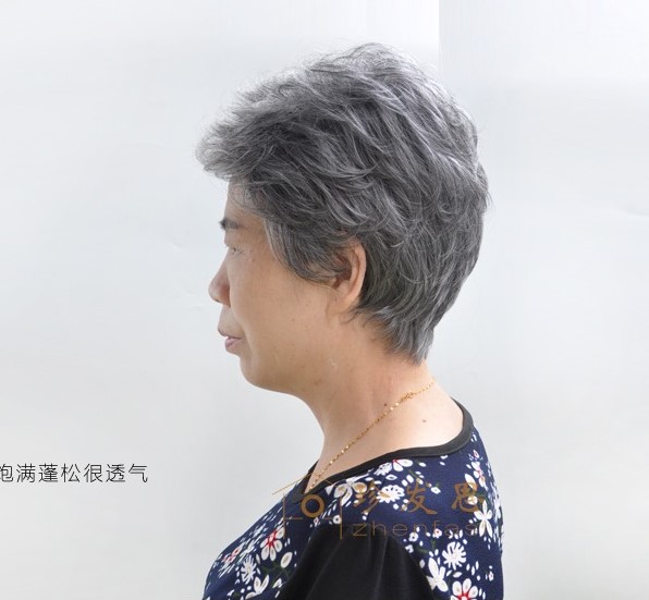 老年人老爷爷老奶奶花白假发男女短卷发舞台小品演出老婆婆假头套