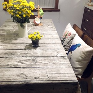 田园文艺复古仿树皮木纹桌布