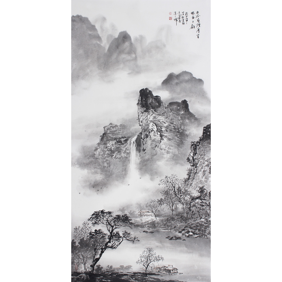 国画山水画客厅风水画靠山办公室装饰画水墨画仿古字画富春山居图