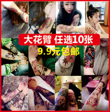 一套10张逼真大花臂纹身贴防水男女持久仿真半臂图腾手臂刺青贴纸