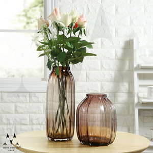 欧式简约琉璃彩色客厅玻璃花瓶装饰摆件仿真花