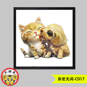 diy数字油画手绘家居客厅卧室装饰画小动物鹿萌宠物属