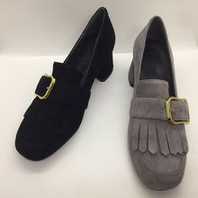 原单外贸真皮2017新款 粗中跟流苏搭扣女单鞋 清仓特价 品牌撤柜断码