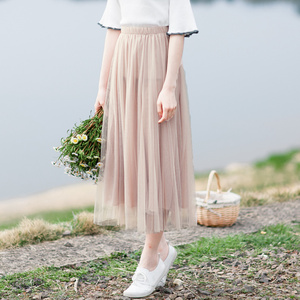 高腰网纱半身裙