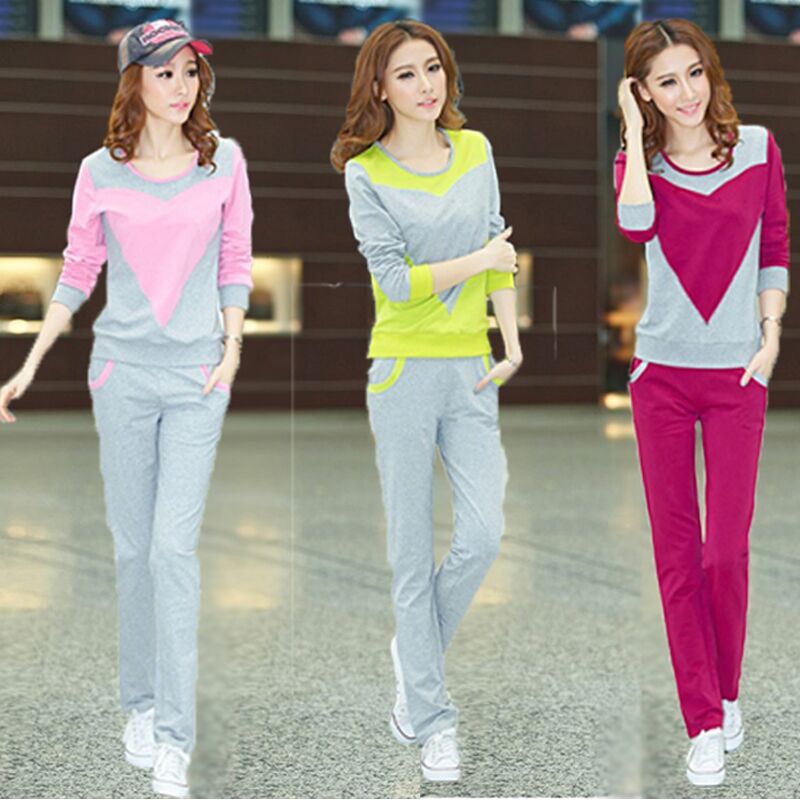 女款运动套装春秋2016韩版时尚跑步修身女士休闲服两件套长袖大码