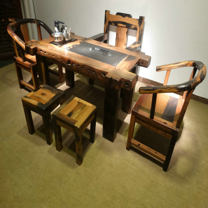 老船木茶桌椅组合实木中式仿古功夫茶台办公泡茶几整装特价可定做