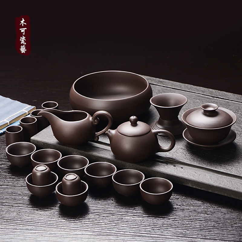 宜兴紫砂功夫茶具套装特价正宗原矿老紫泥西施壶整套礼盒订制