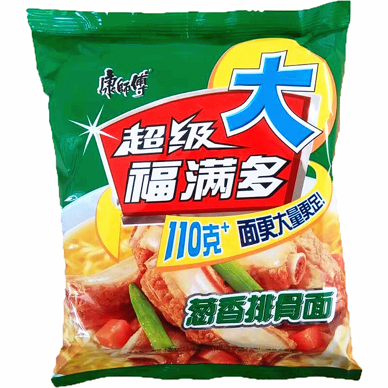 康师傅方便面超级福满多葱香排骨面115g24包袋装速食泡面整箱包邮