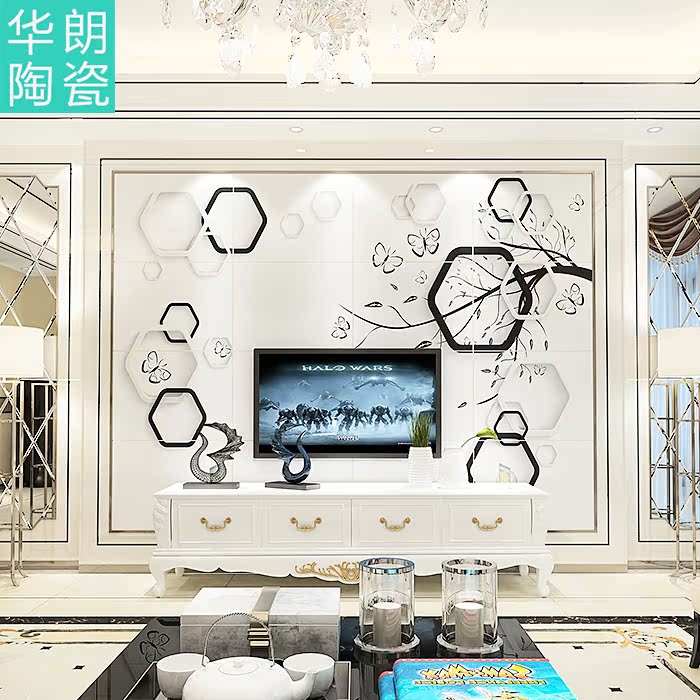 正品打折华朗电视背景墙瓷砖 现代简约 客厅欧式田园立体仿古雕刻蝶恋 原价32.10元 现价32.10元包邮抢购专卖店品牌专卖