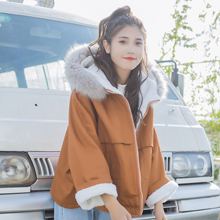 宽松bf百搭学生加绒加厚原宿大毛领棉衣棉服 冬季羊羔毛外套女韩版