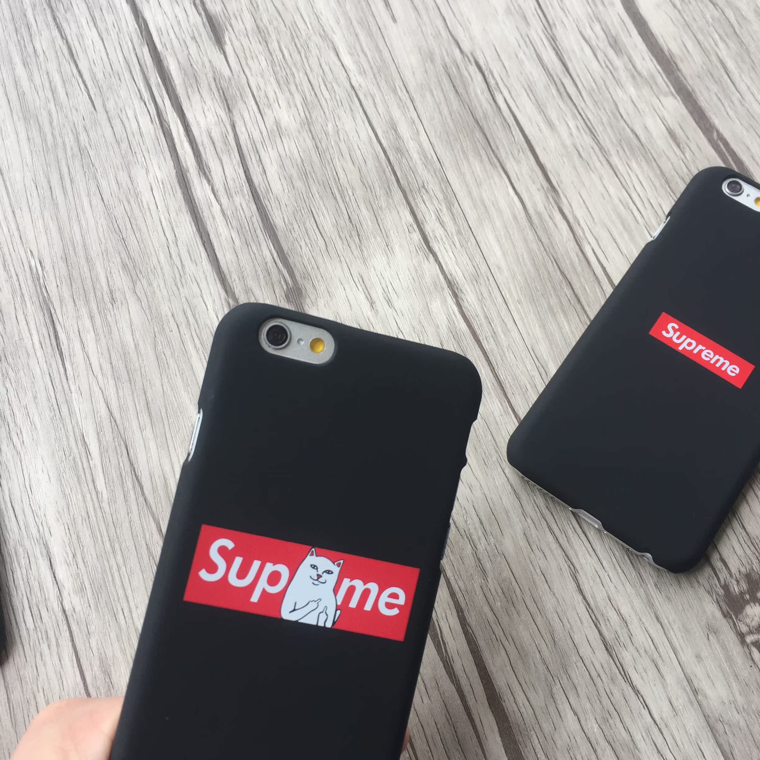 supreme 小中指猫 iphone7手机壳苹果6plus牛仔中指7plus硬6s绿手